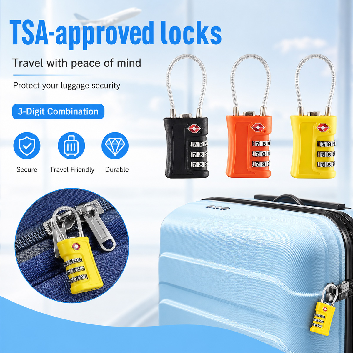 TSA Approved Luggage Lock 3 Di - Home Gym Portable 评论和价格