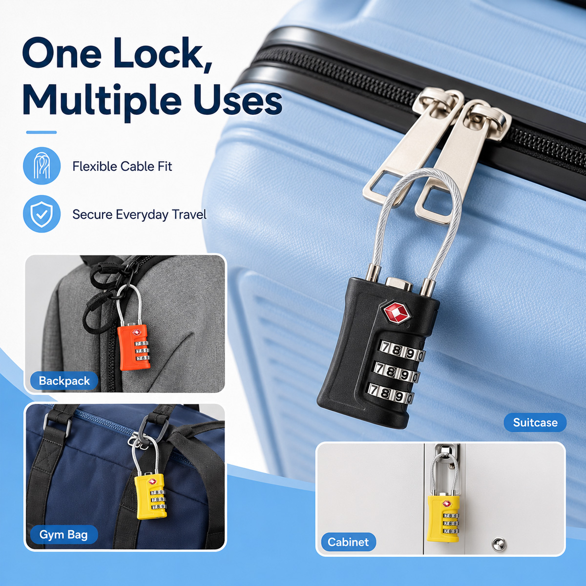 TSA Approved Luggage Lock 3 Di - Home Gym Portable 评论和价格