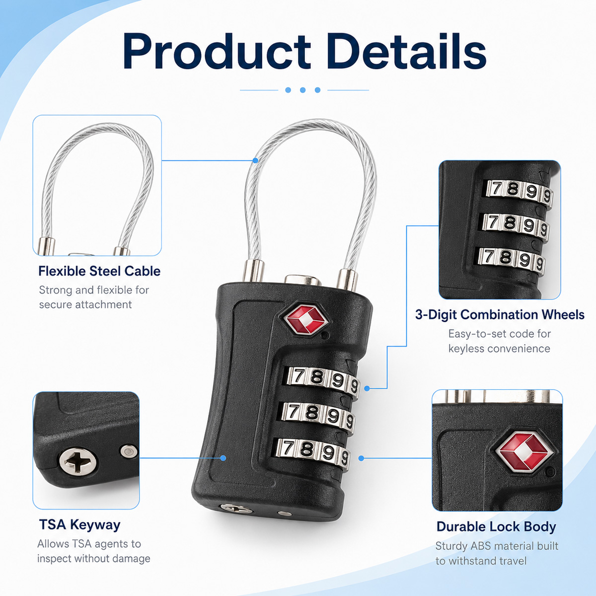 TSA Approved Luggage Lock 3 Di - Home Gym Portable 评论和价格