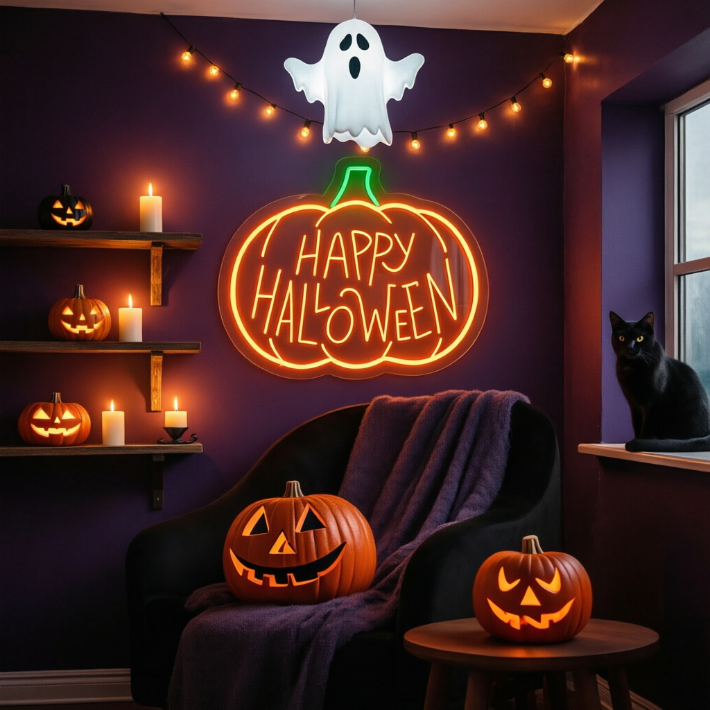 Halloween Neon Sign Custom Pum - Home Gym Neon Sign 评论和价格